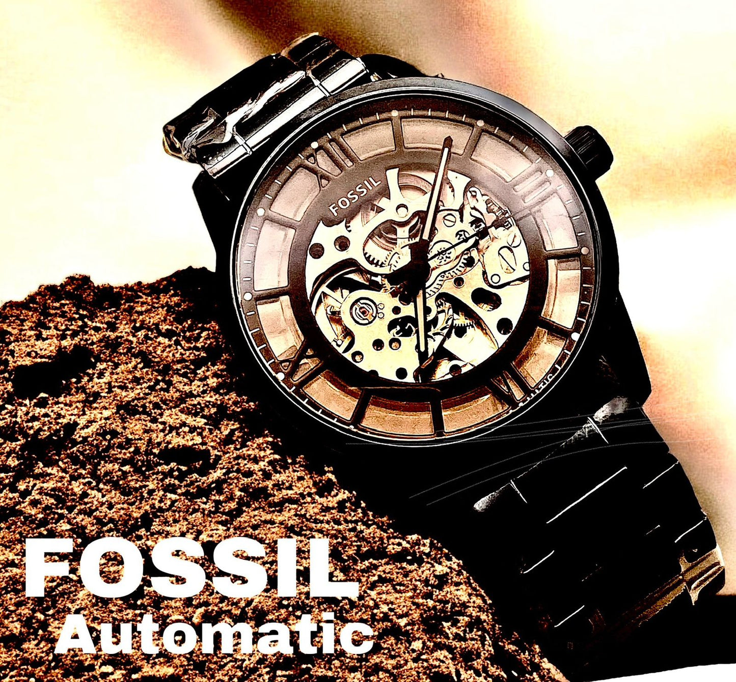 Fossil Automatic Black Metal Watch for Men – Premium First Copy | Maurya Watch