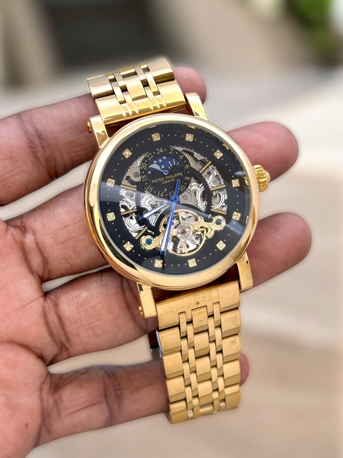 patek phillippe automatic golden chain watch for men maurya watch