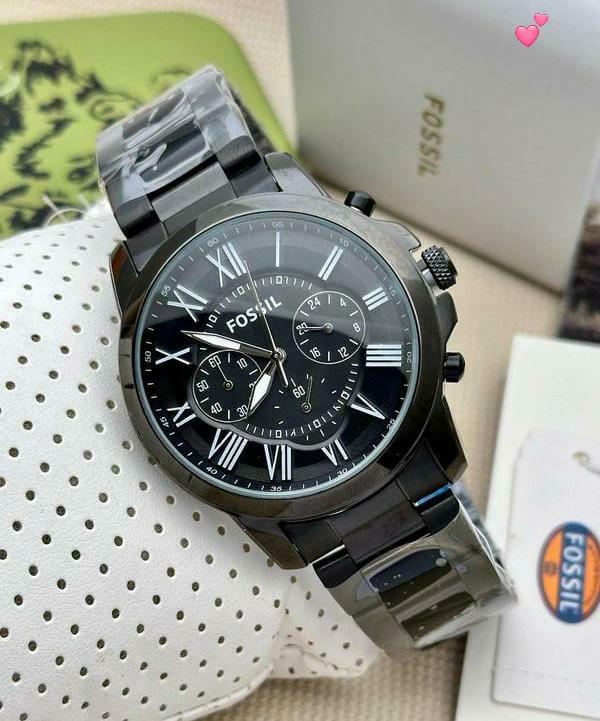 Fossil metal black chain for men maurya watch