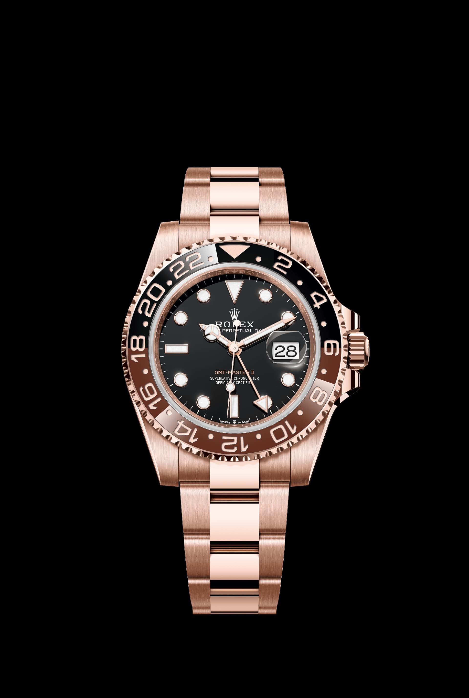 Rolex GMT Master 2 ever rose 3 Link Stainless Steel bracelet. maurya watch