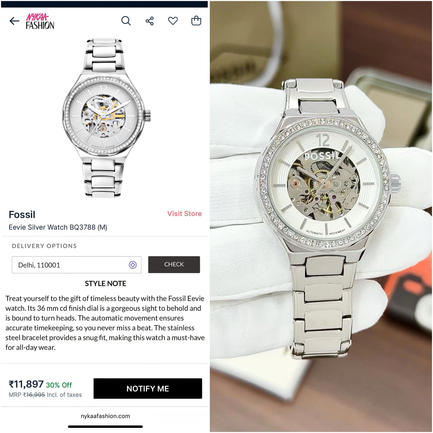 ✨ FOSSIL WOMEN'S AUTOMATIC BQ3788 – 7AA PREMIUM SKELETON DIAL | ELEGANT SELF-WINDING MECHANICAL WATCH ✨