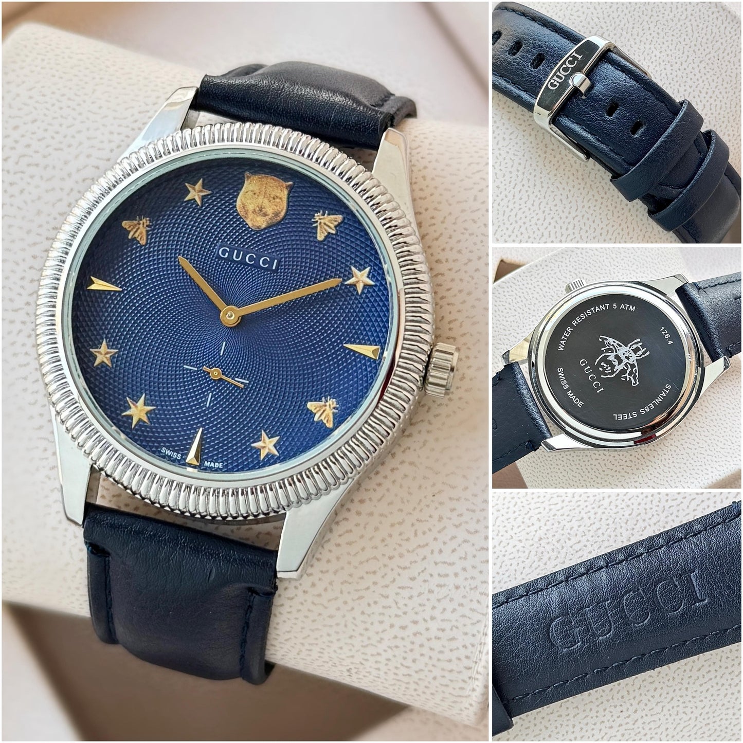 đ„ GUCCI G-TIMELESS â 7AA PREMIUM FIRST COPY | MEN'S LUXURY WATCH | STAINLESS STEEL & BLUE LEATHER đ„