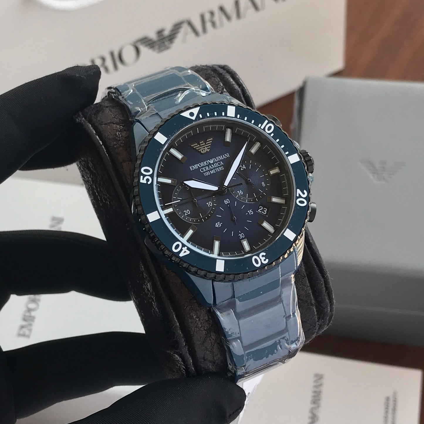 Emporio Armani AR70009 Blue Ceramic Premiums Mens Watch 🤩