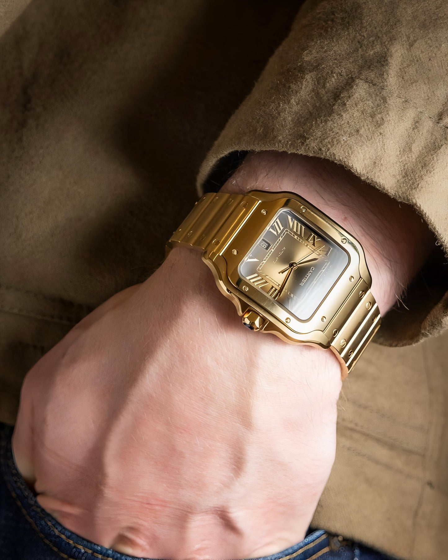 Wrist Roll with Ultra-Premium Cartier Santos Yellow Gold