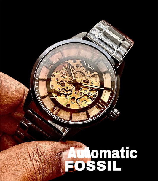Fossil Automatic Black Metal Watch for Men – Premium First Copy | Maurya Watch