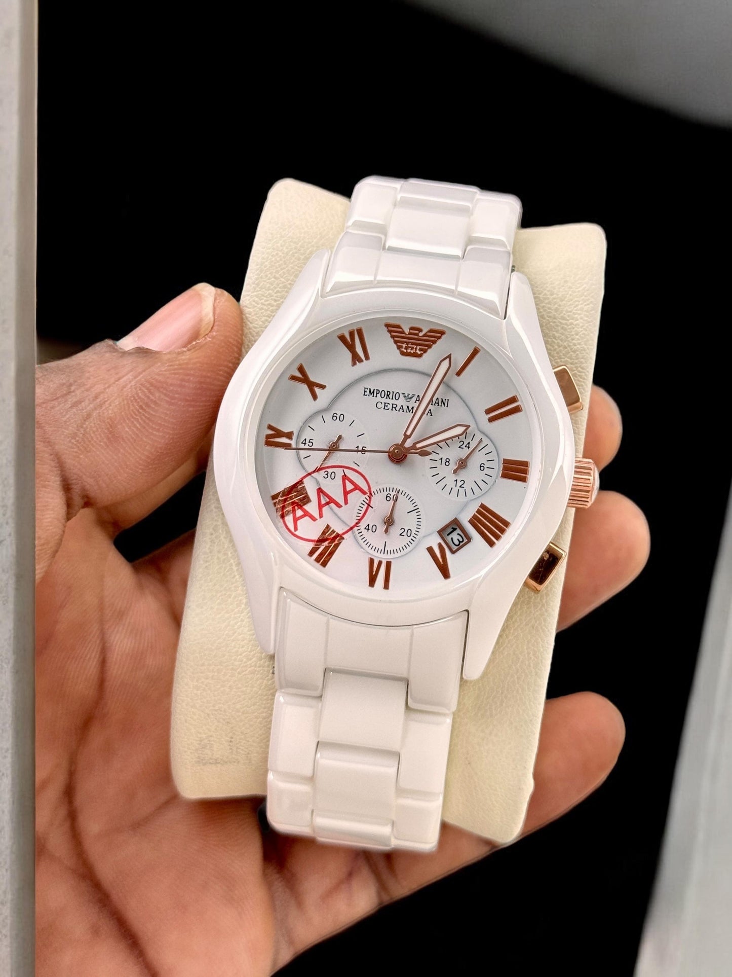 Emporio Armani Men’s Premium Chronograph Watch – Ceramic Strap | 7AA First Copy | Maurya Watch
