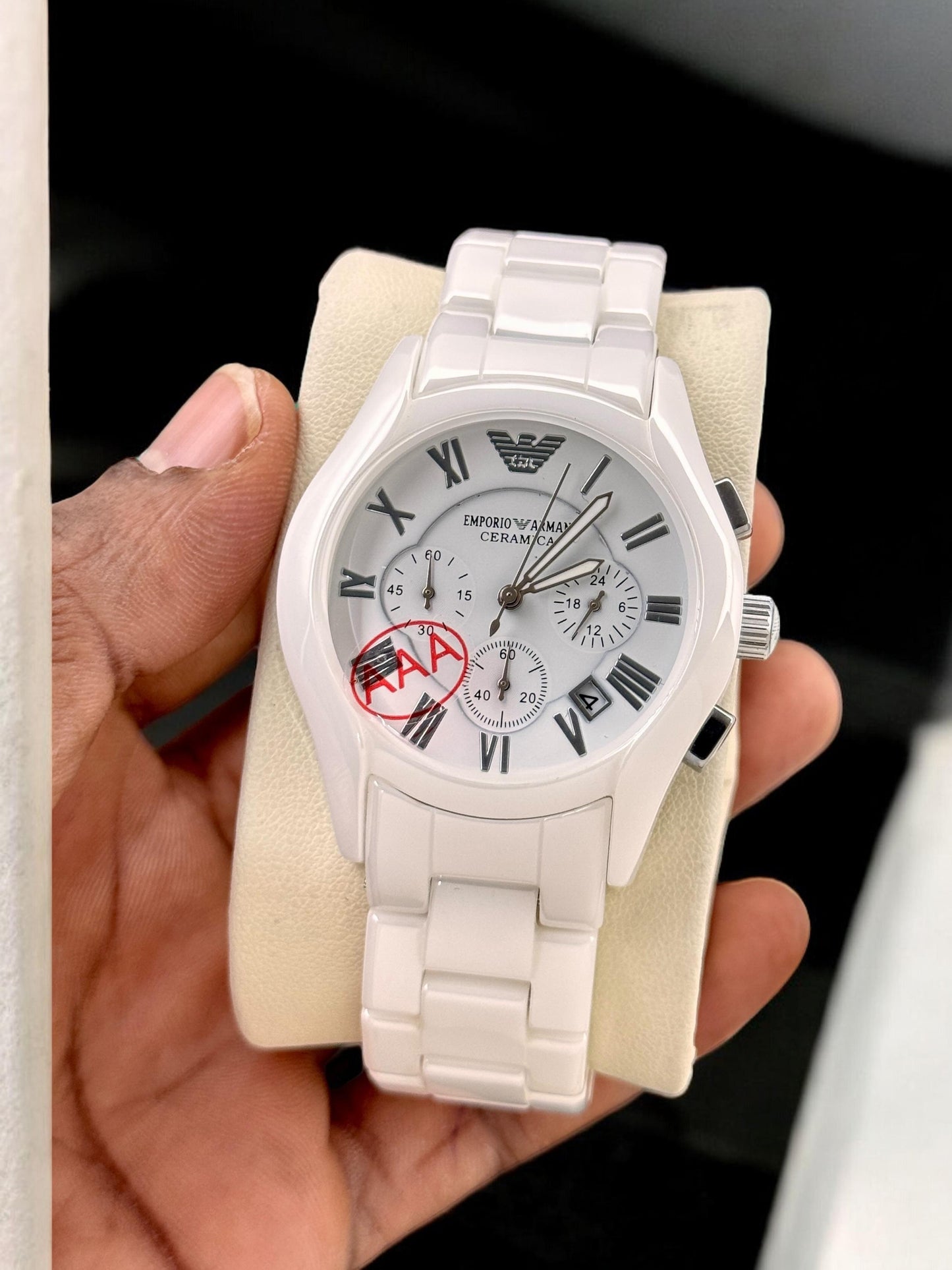 Emporio Armani Men’s Premium Chronograph Watch – Ceramic Strap | 7AA First Copy | Maurya Watch
