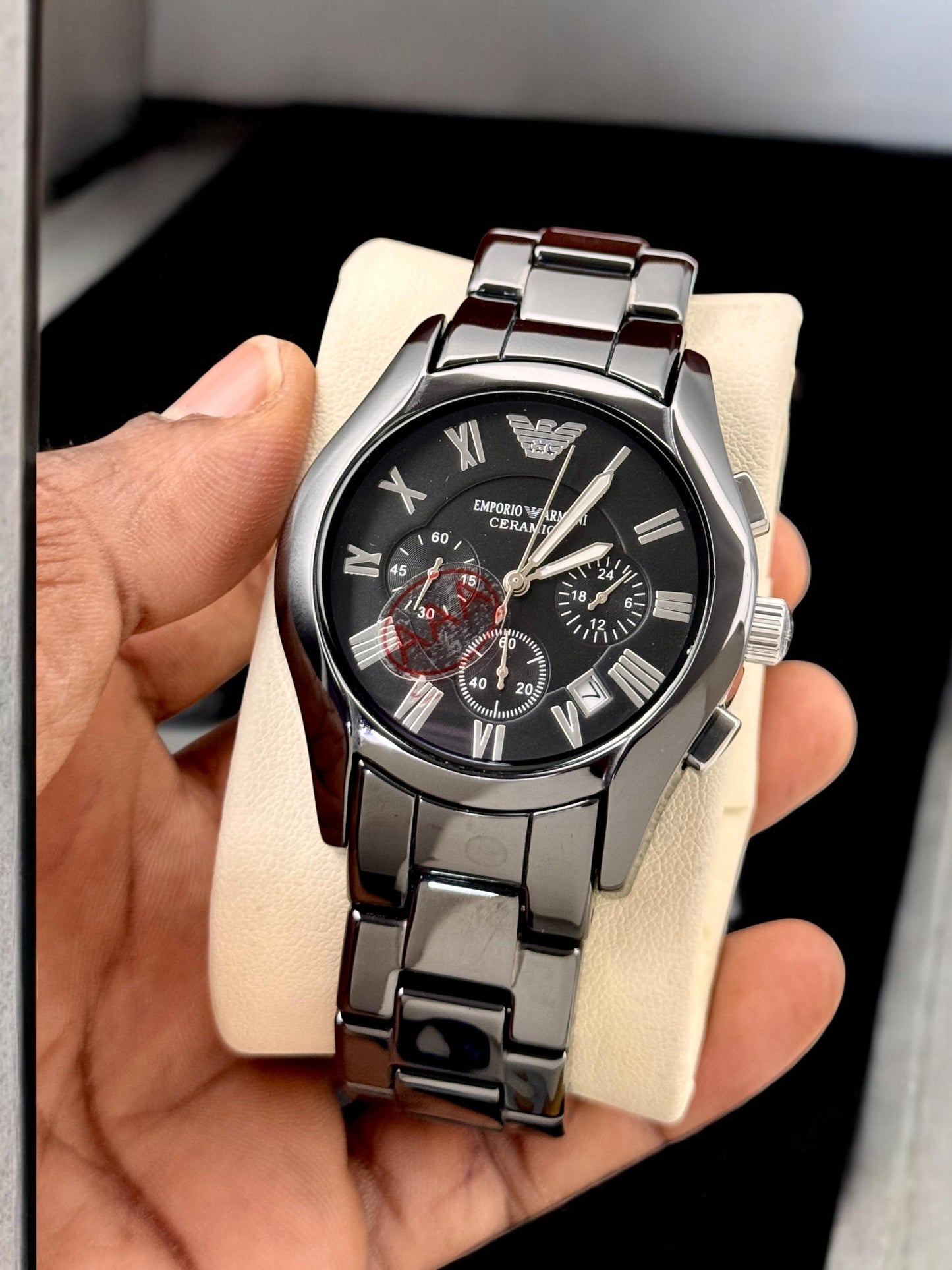 Emporio Armani Men’s Premium Chronograph Watch – Ceramic Strap | 7AA First Copy | Maurya Watch