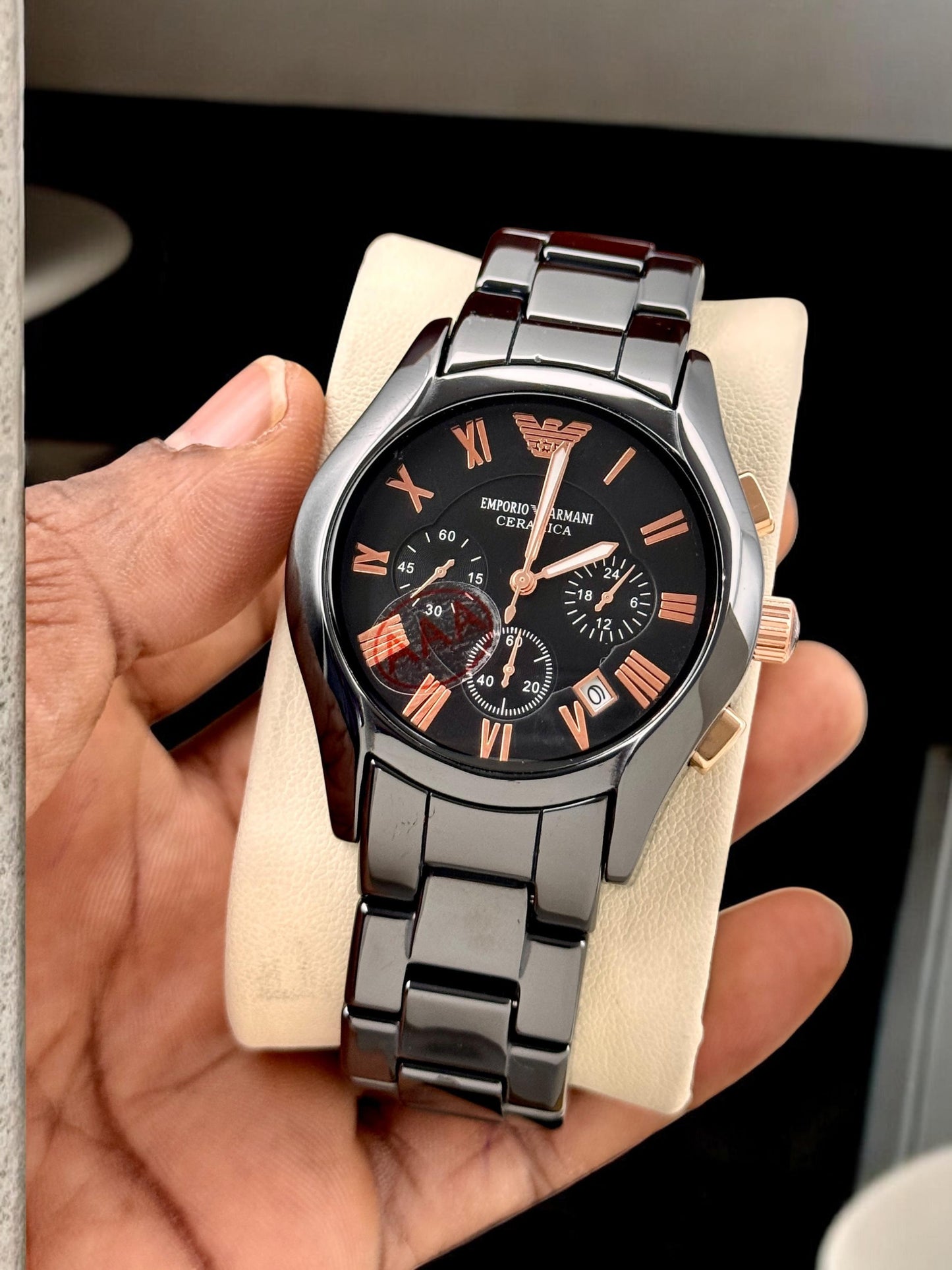 Emporio Armani Men’s Premium Chronograph Watch – Ceramic Strap | 7AA First Copy | Maurya Watch
