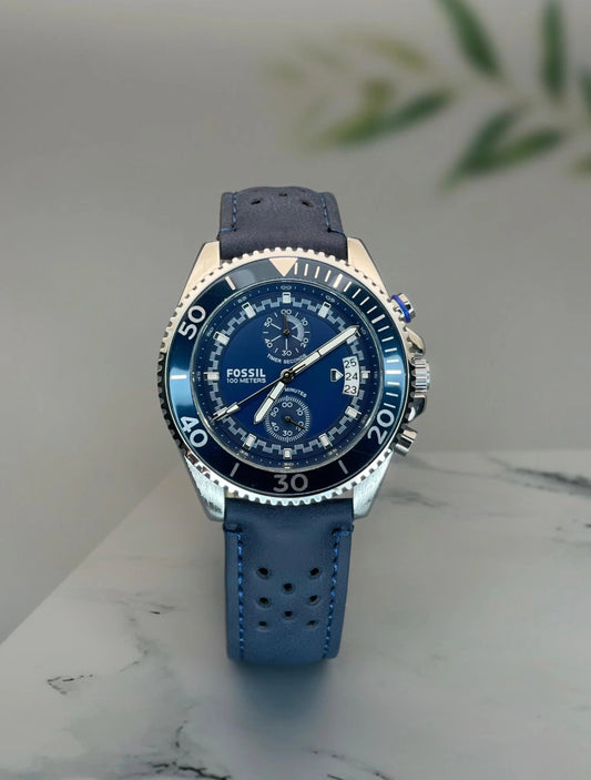 fossil blue dial strap watch maurya watch