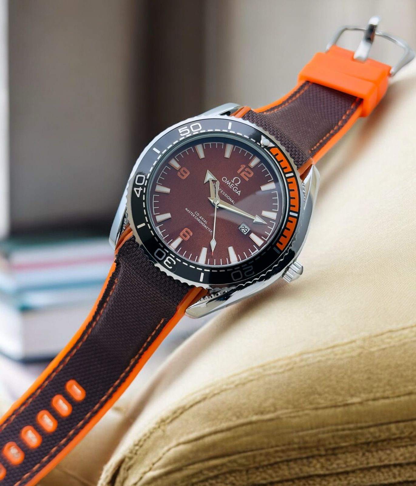 omega dual colour strap watch maurya watch
