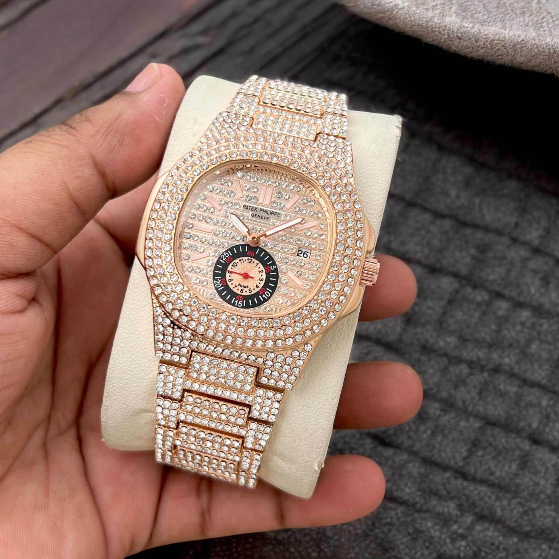 patek phillippe full dial diamond all chrono working unisex watch maurya watch