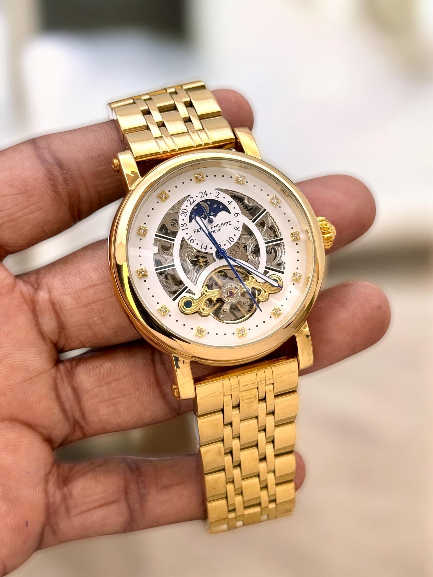 patek phillippe automatic golden chain watch for men maurya watch