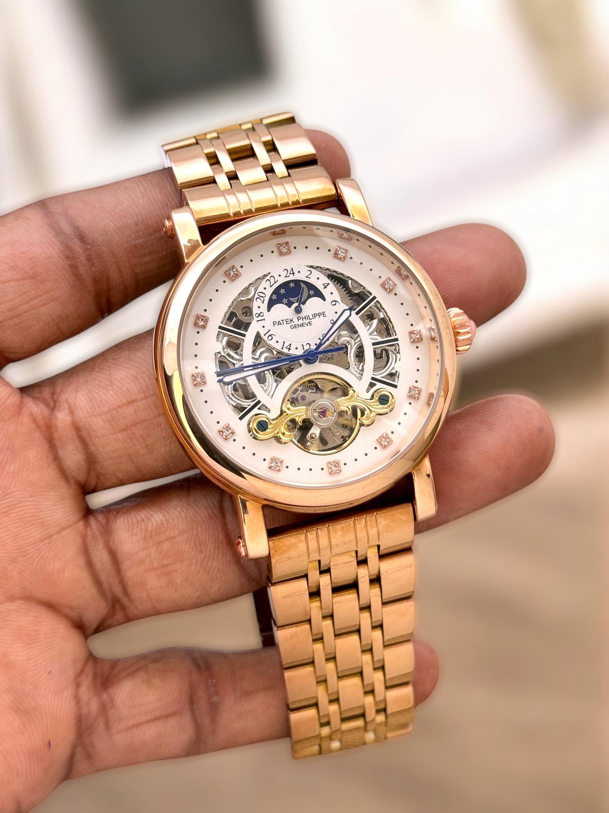 patek phillippe automatic golden chain watch for men maurya watch