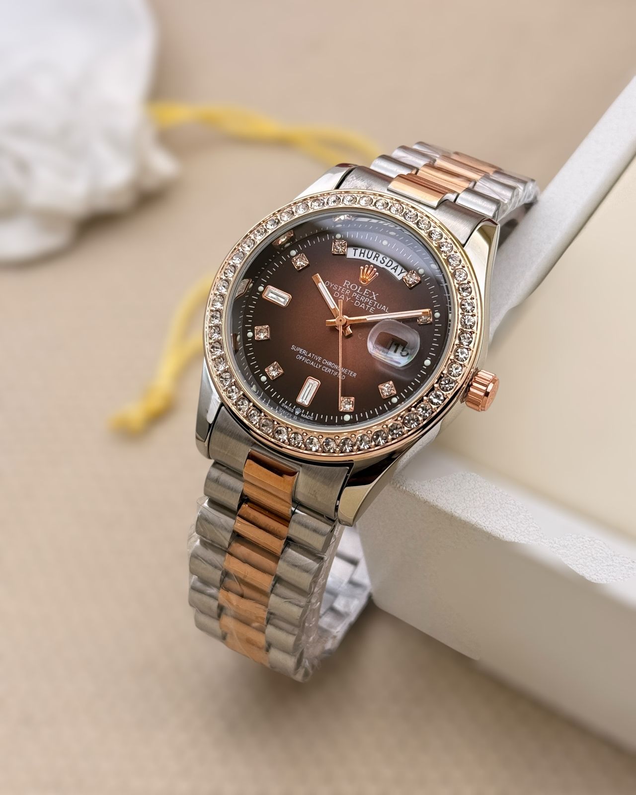 Rolex Day-Date 36 watch: 18 ct Everose gold for men maurya watch