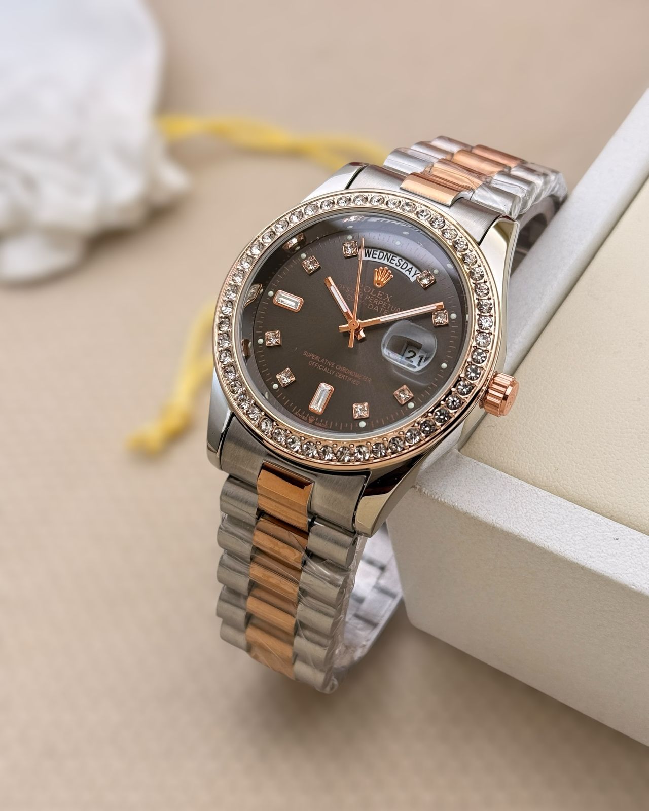 Rolex Day-Date 36 watch: 18 ct Everose gold for men maurya watch