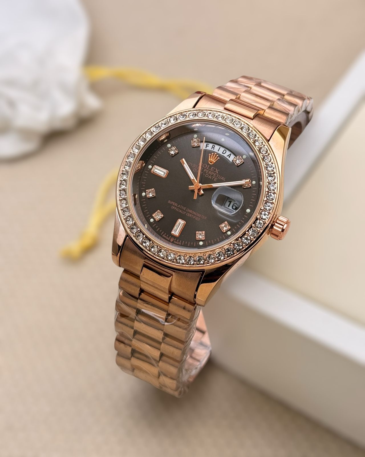 Rolex Day-Date 36 watch: 18 ct Everose gold for men maurya watch