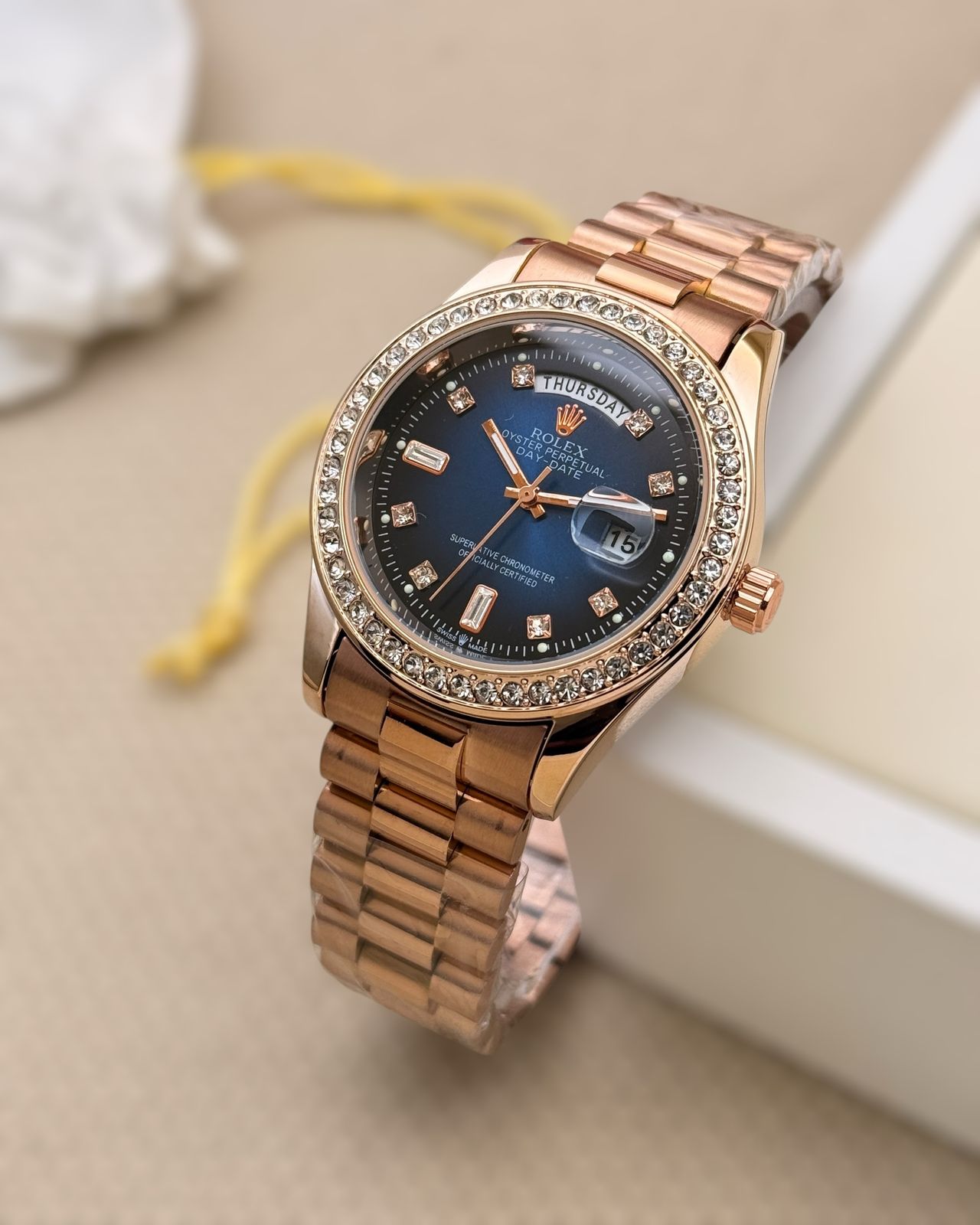 Rolex Day-Date 36 watch: 18 ct Everose gold for men maurya watch