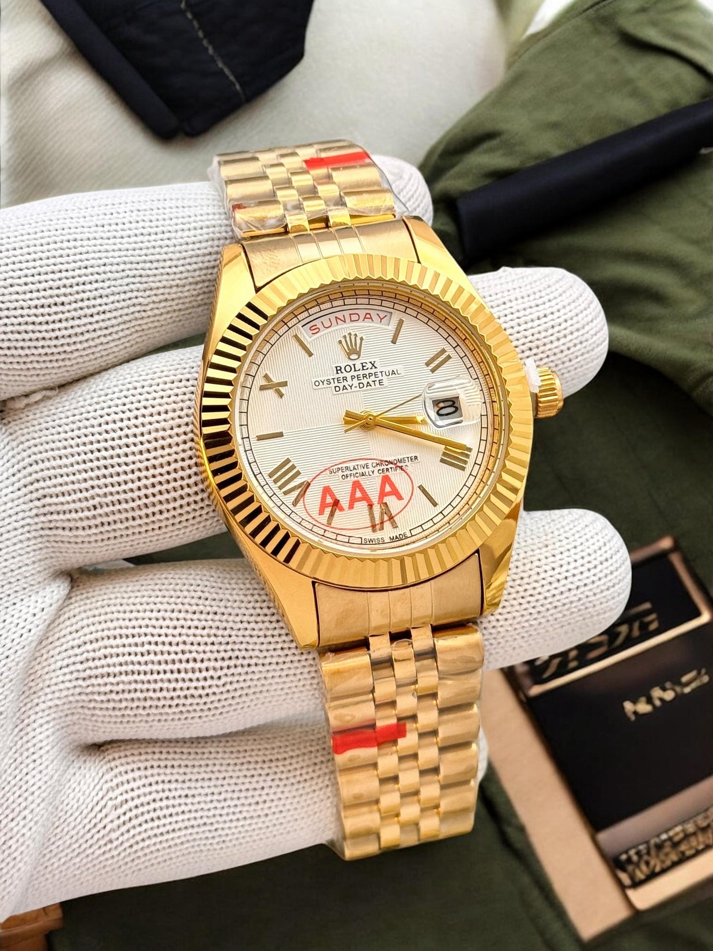 Rolex Day-Date Gold dial chain watch for men | rolex day-date | maurya watch