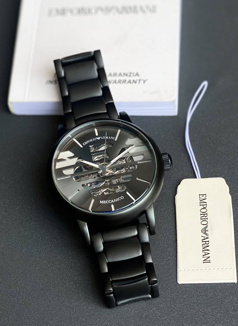 Emporio Armani automatic mechanical analog carbon metal chain watch for men - maurya watch
