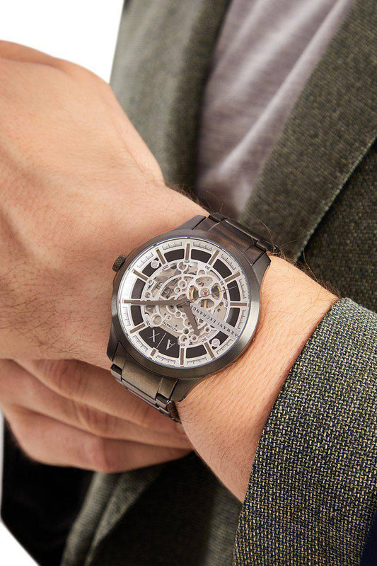 Armani Exchange Hampton Skeleton Stainless Steel Automatic AX2417 Mens maurya watch