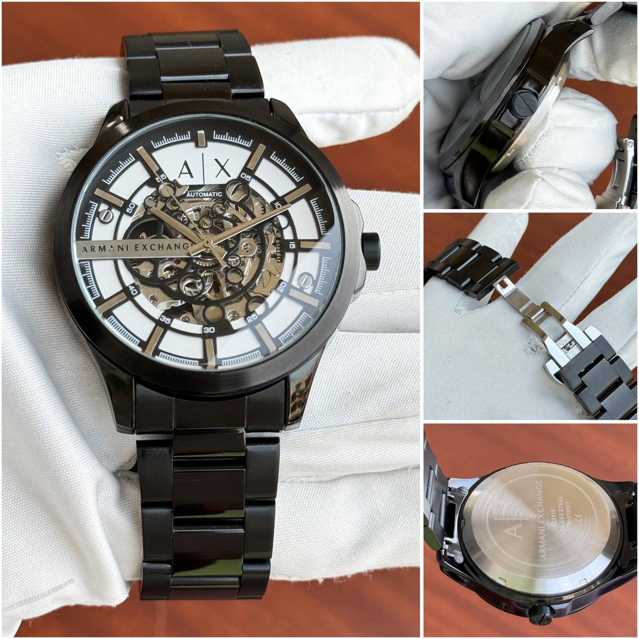 Armani Exchange Hampton Skeleton Stainless Steel Automatic AX2417 Mens maurya watch