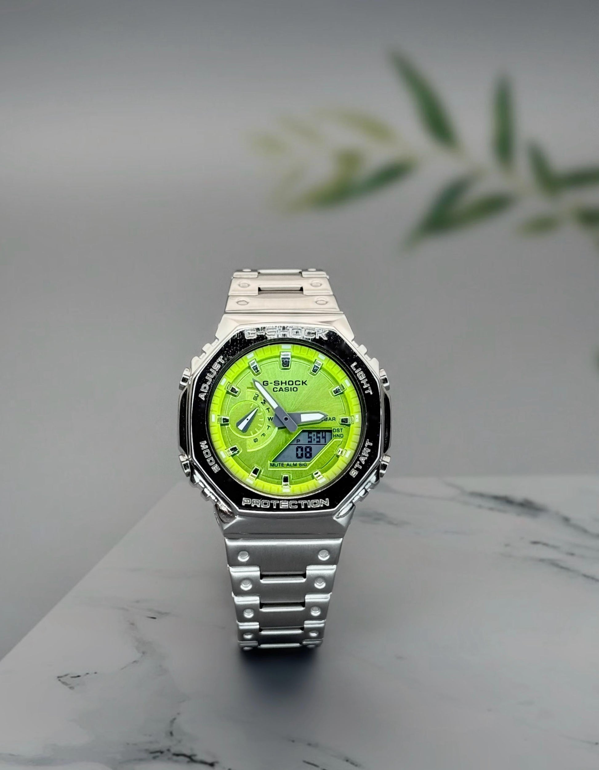 CASIO OAK FULL METAL 44MM Metallic gleam, in an octagonal bezel | G-STEEL 2110D SERIES | maurya watch