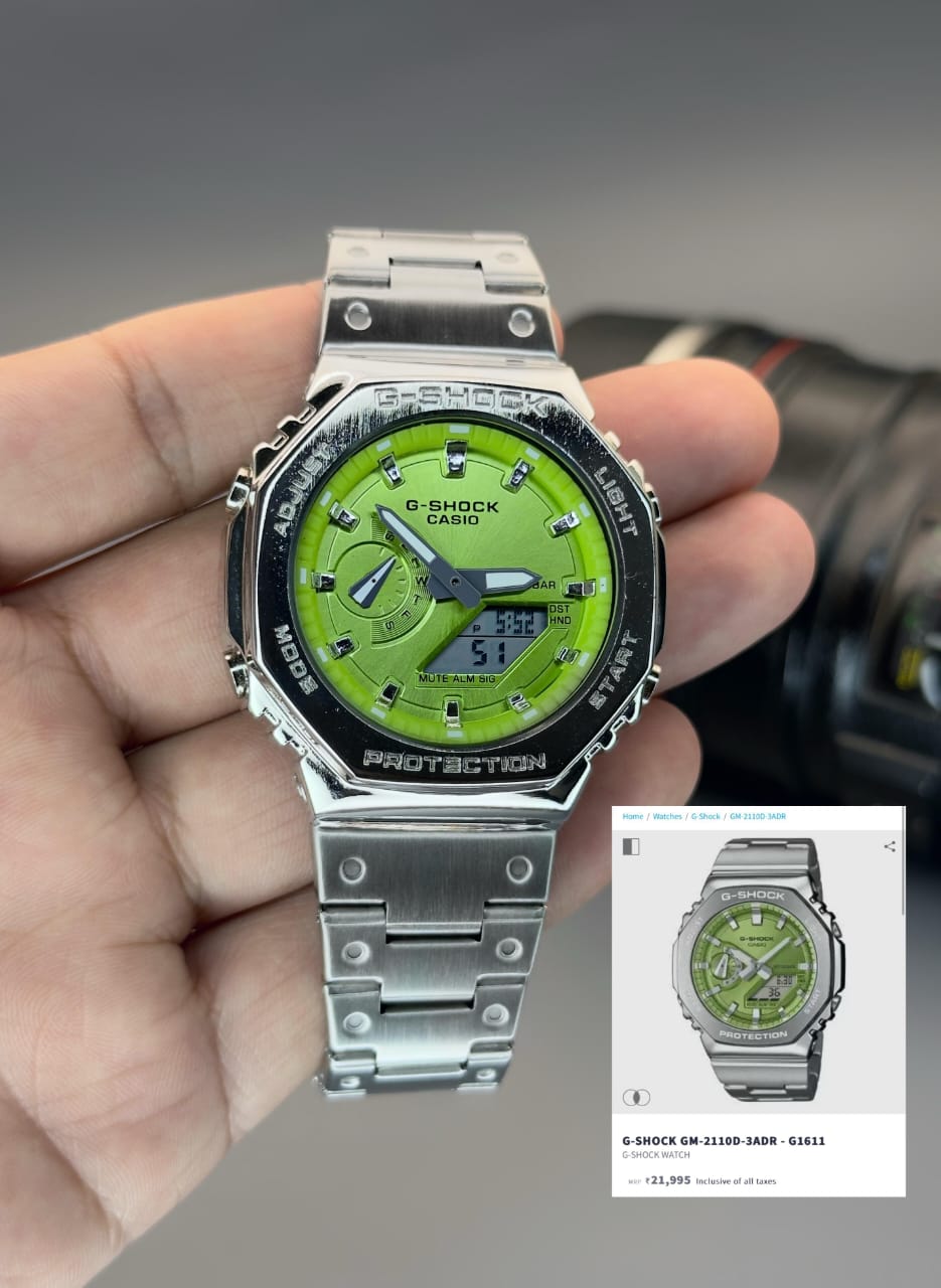 CASIO OAK FULL METAL 44MM Metallic gleam, in an octagonal bezel | G-STEEL 2110D SERIES | maurya watch