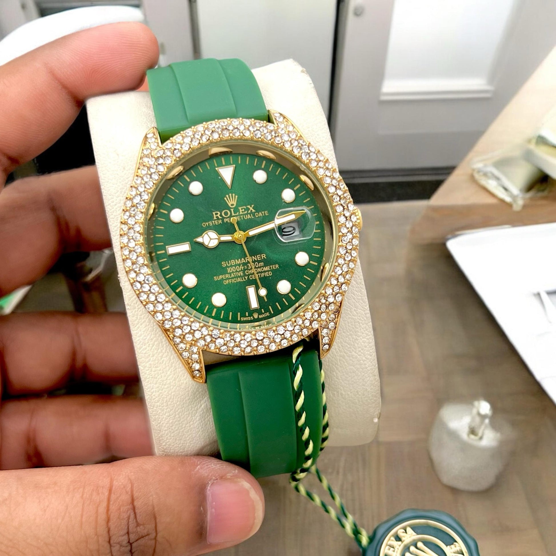 Rolex DAYTONA BEACH White Gold Chrysoprase maurya watch