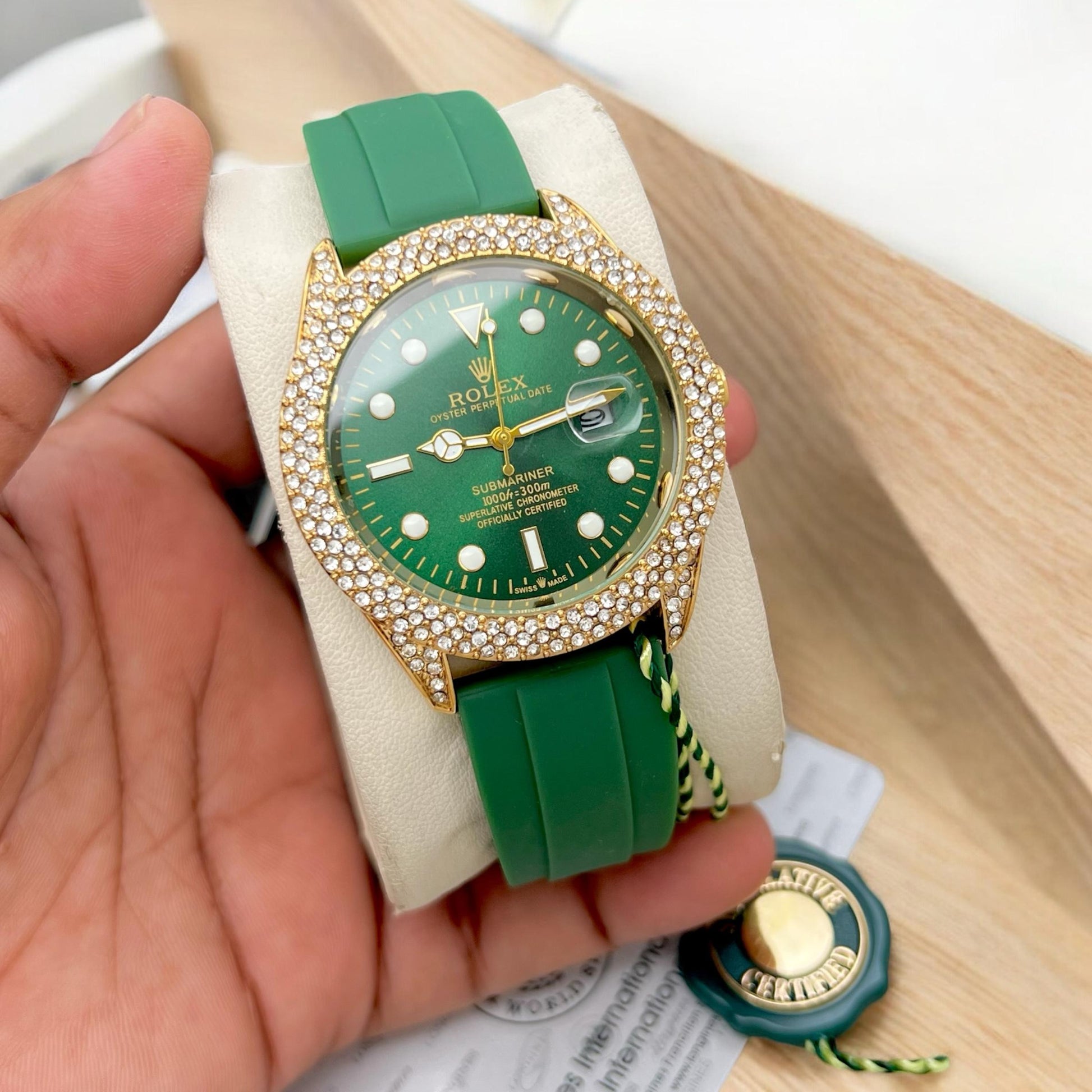 Rolex DAYTONA BEACH White Gold Chrysoprase maurya watch