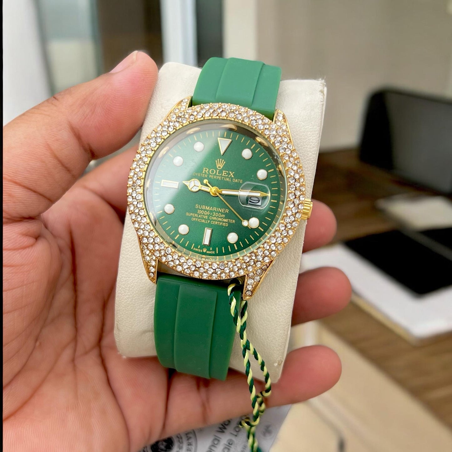 Rolex DAYTONA BEACH White Gold Chrysoprase maurya watch