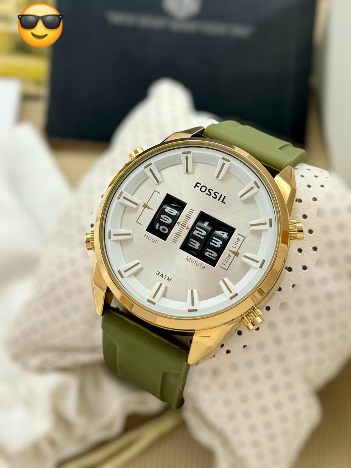Fossil Miter fiber belt double time men's watch maurya watch