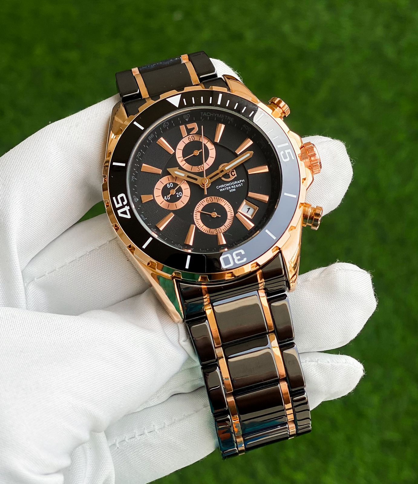 gc black and golden dial watch | gucci watch | maurya watch