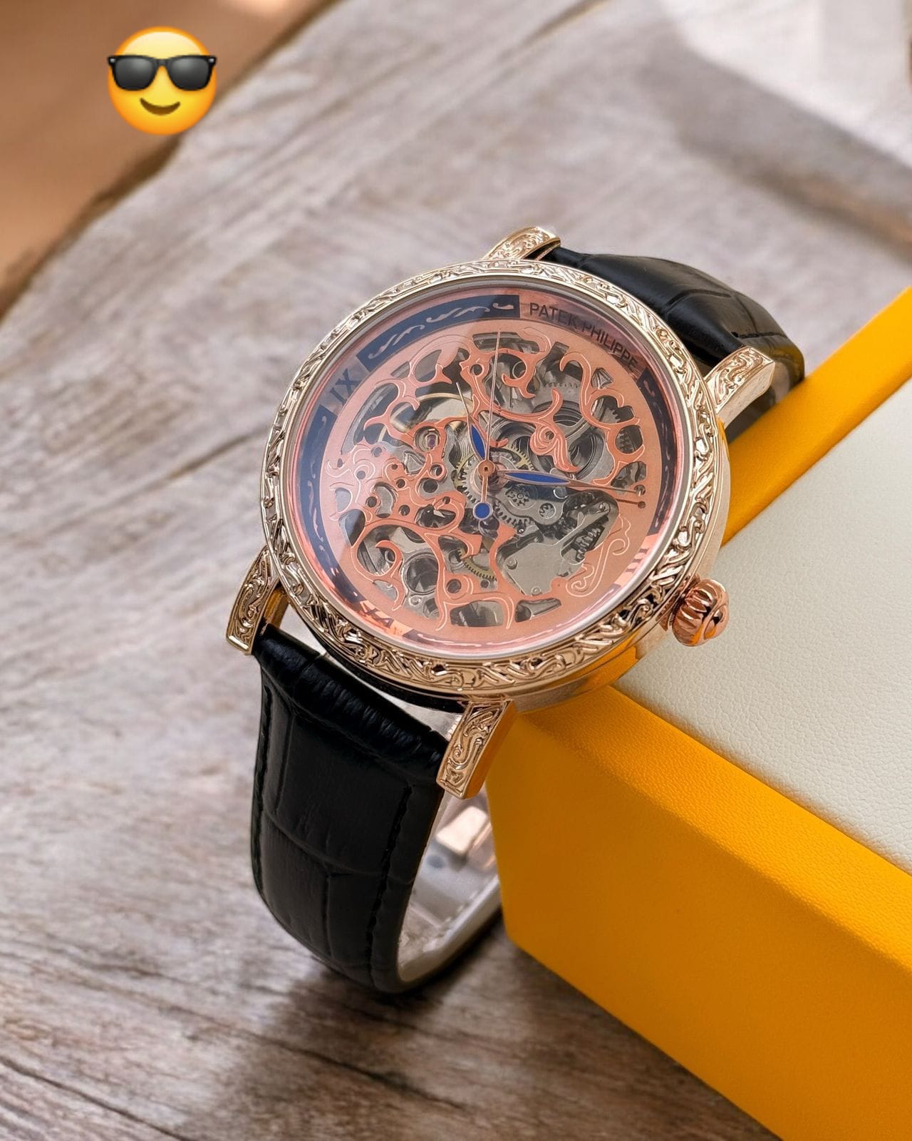 patek phillippe golden dial leather strap mwn's wrist watch | patek phillippe | maurya watch