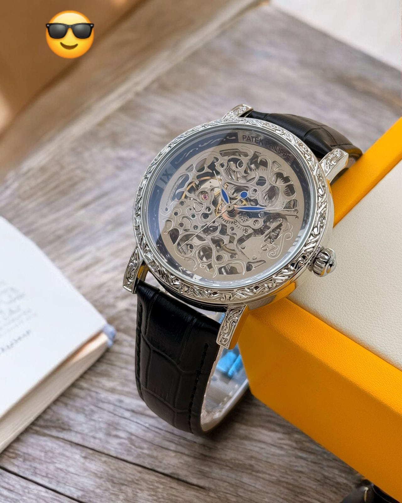 patek phillippe golden dial leather strap mwn's wrist watch | patek phillippe | maurya watch