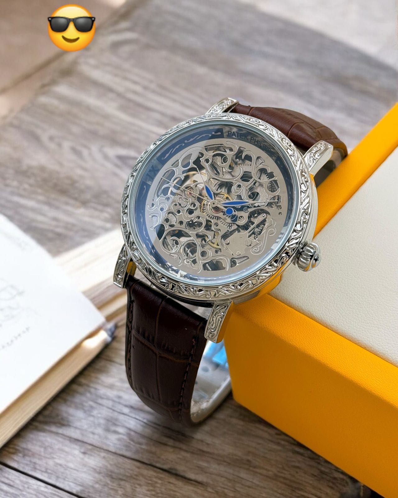 patek phillippe golden dial leather strap mwn's wrist watch | patek phillippe | maurya watch