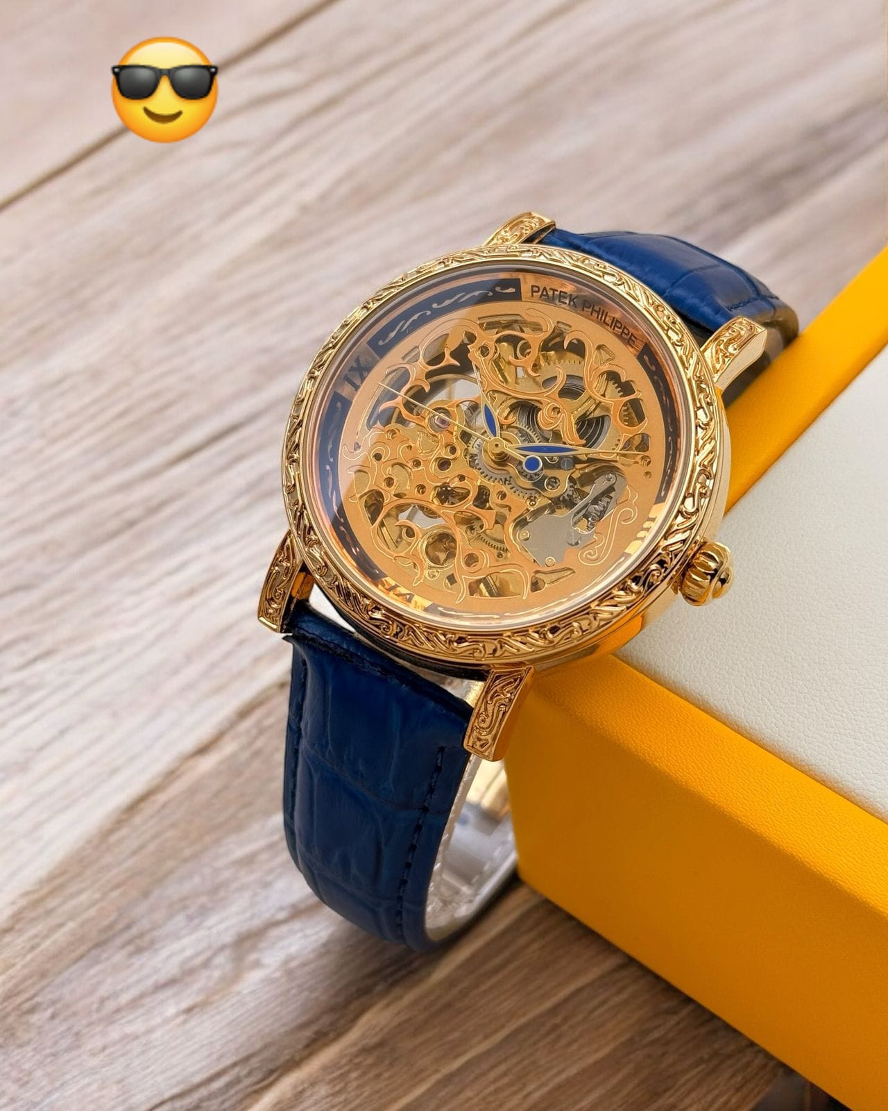 patek phillippe golden dial leather strap mwn's wrist watch | patek phillippe | maurya watch