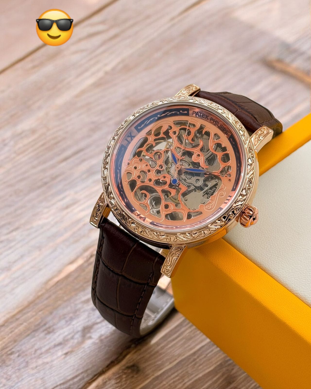 patek phillippe golden dial leather strap mwn's wrist watch | patek phillippe | maurya watch