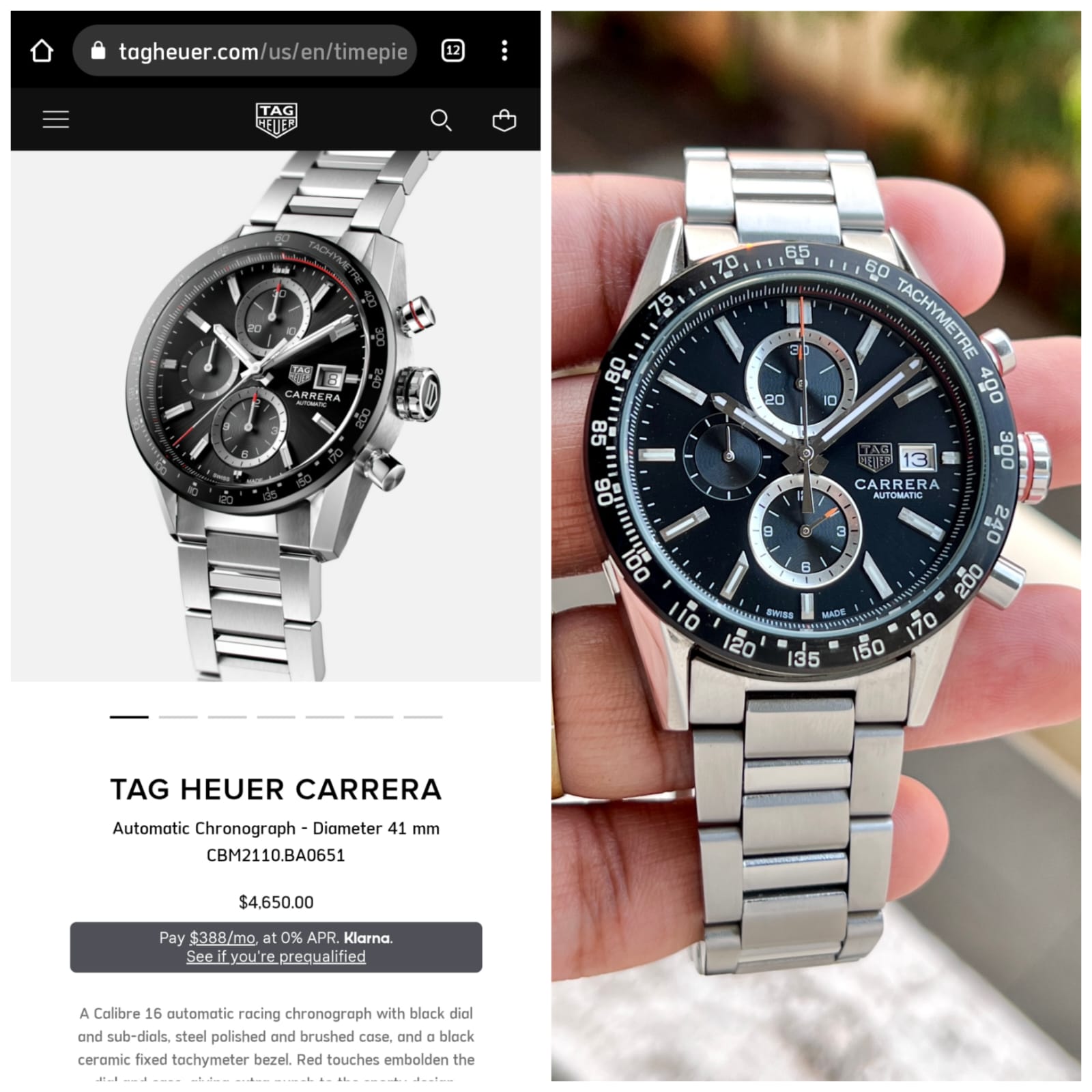 Tag Heuer Carrera Chronograph CBM2112.BA0651 maurya watch