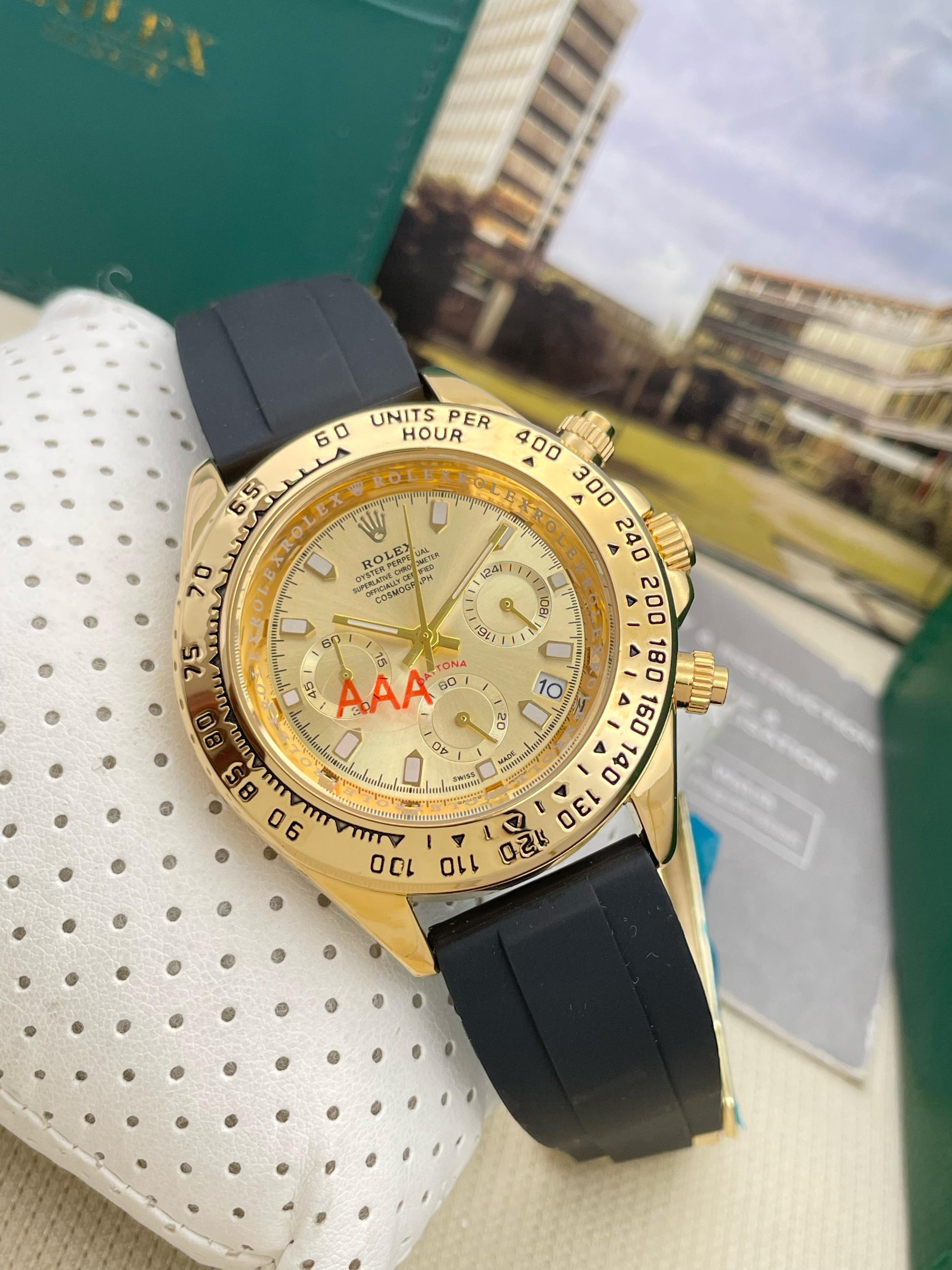 rolex daytona black strap watch - 1st copy watch ROBIN WATCH WHOLESALE
