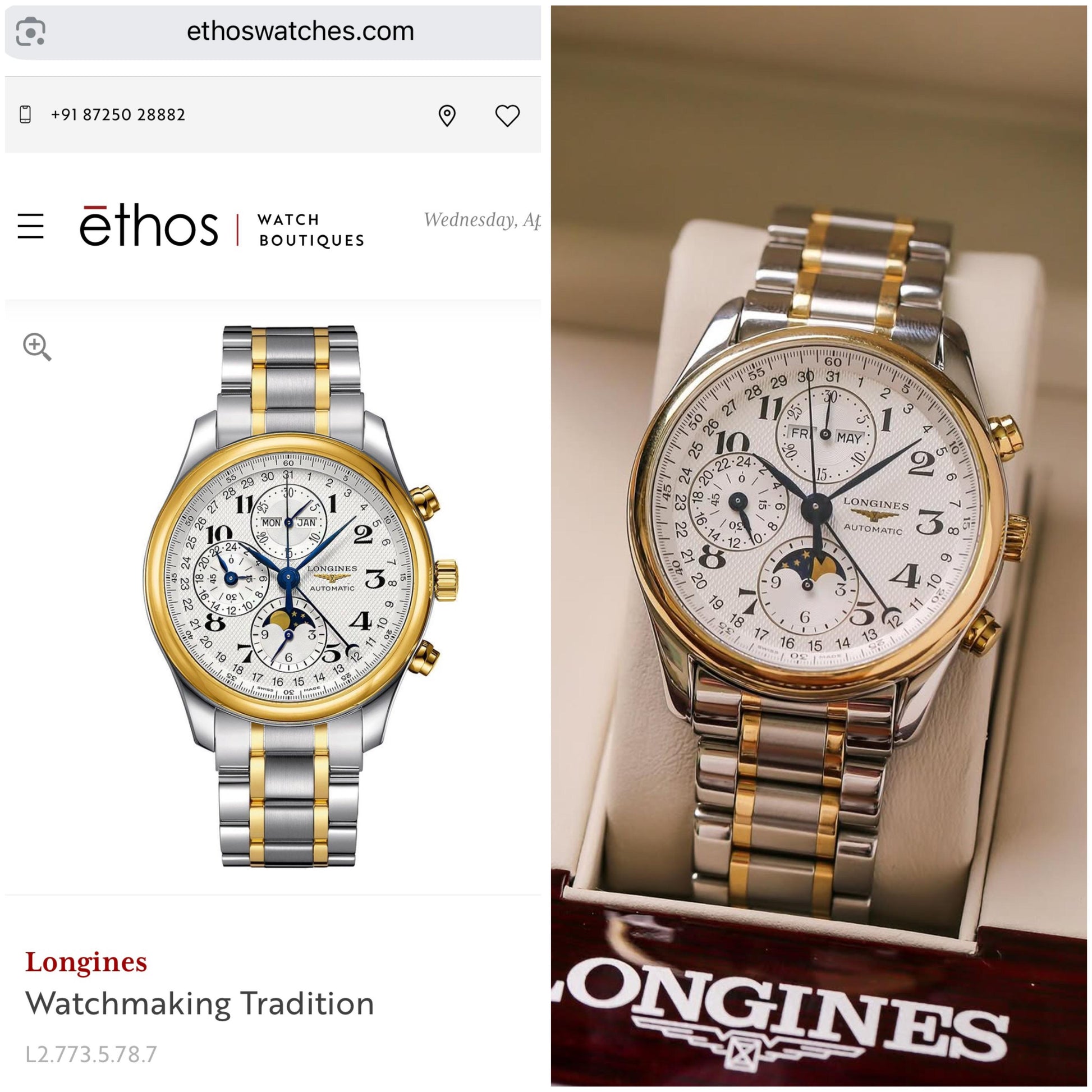 ❤longines Master Collection Back-Open Automatic Moon Phase H.R.S watches