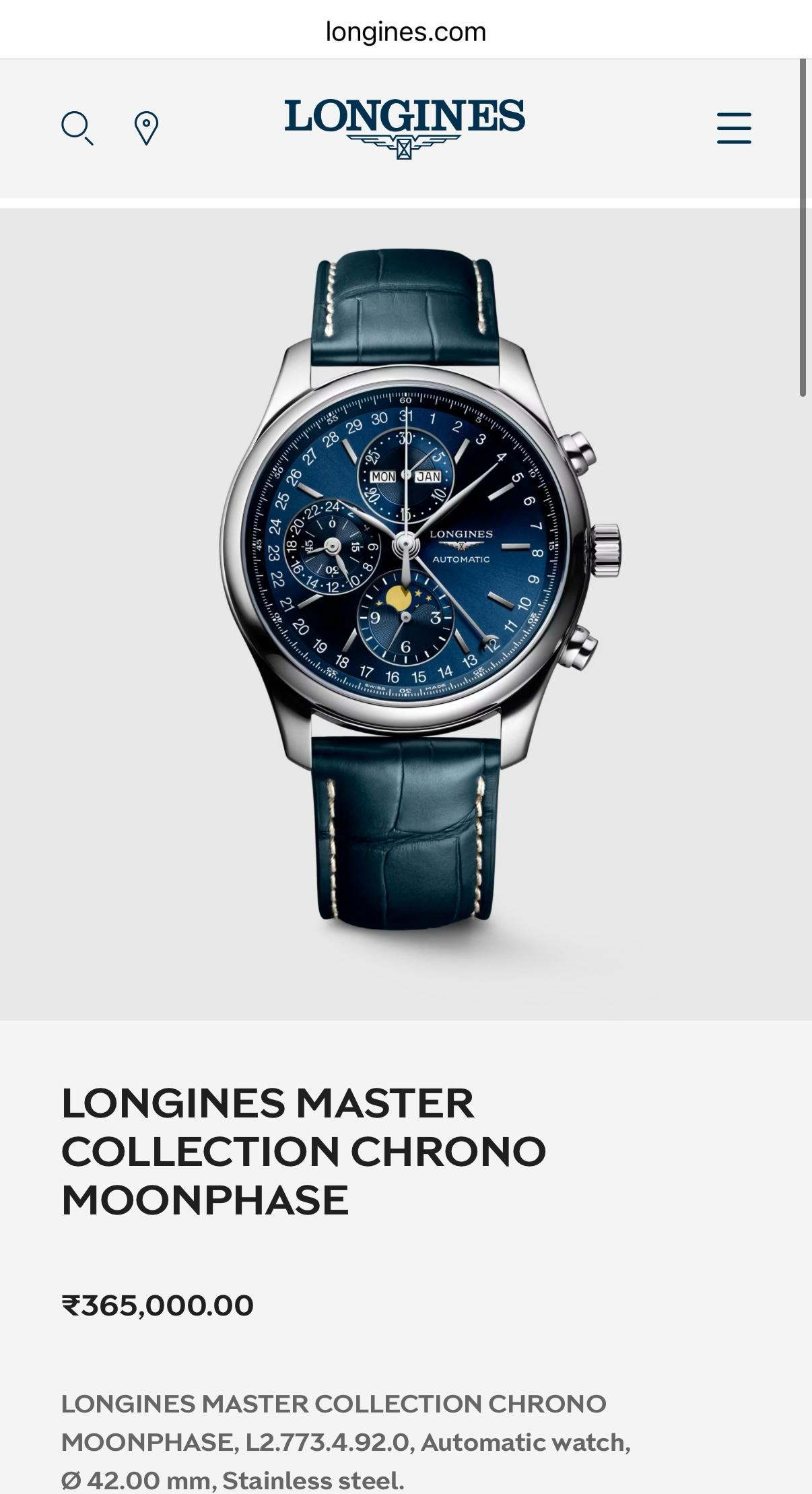 ❤longines Master Collection L2.773.4.98.2  Moon Phase H.R.S watches