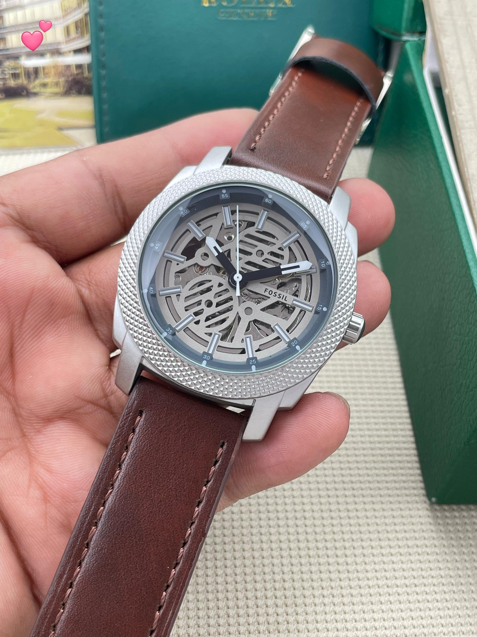 🌟 FOSSIL Roman Figures & Tourbillon Back Open Automatic Movement maurya watch