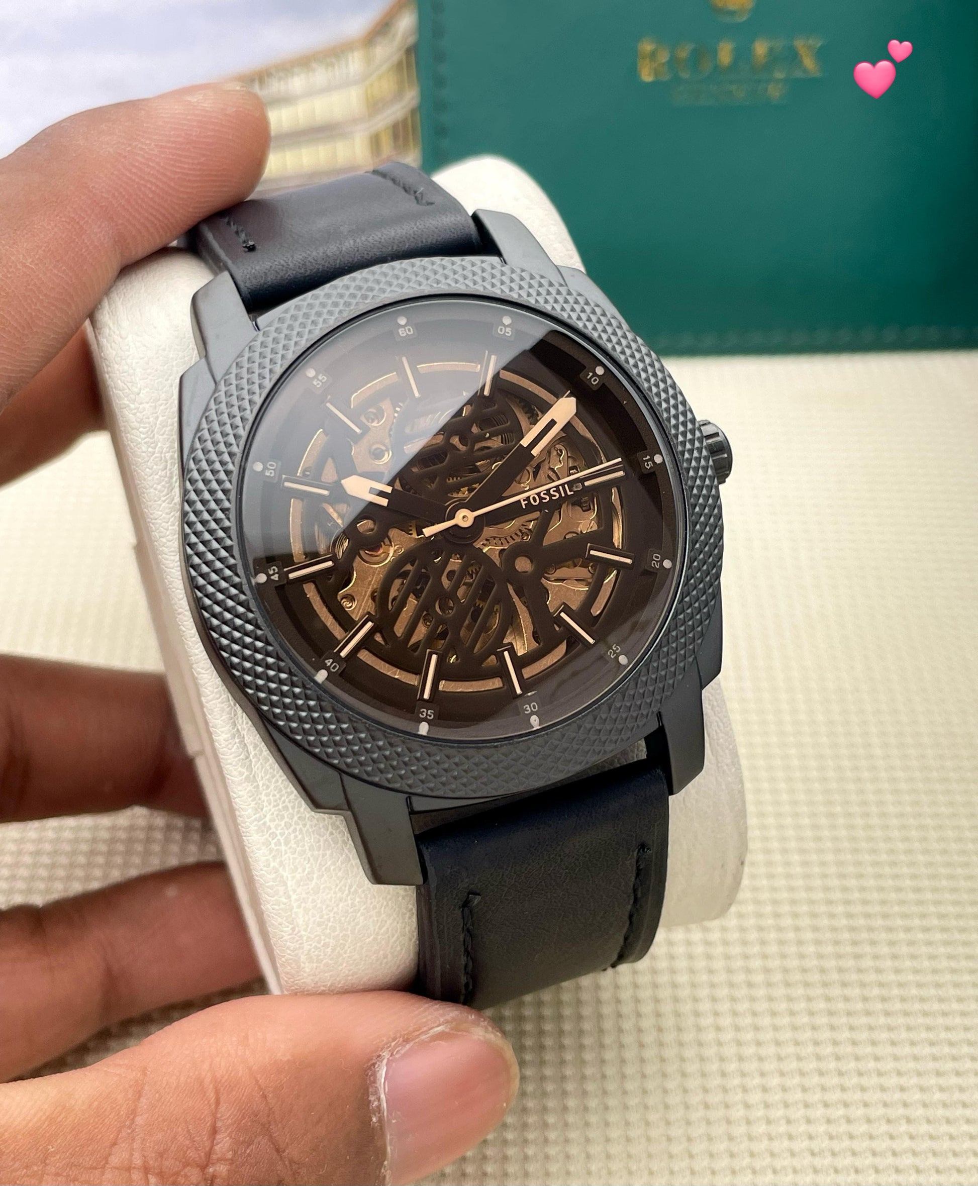 🌟 FOSSIL Roman Figures & Tourbillon Back Open Automatic Movement maurya watch