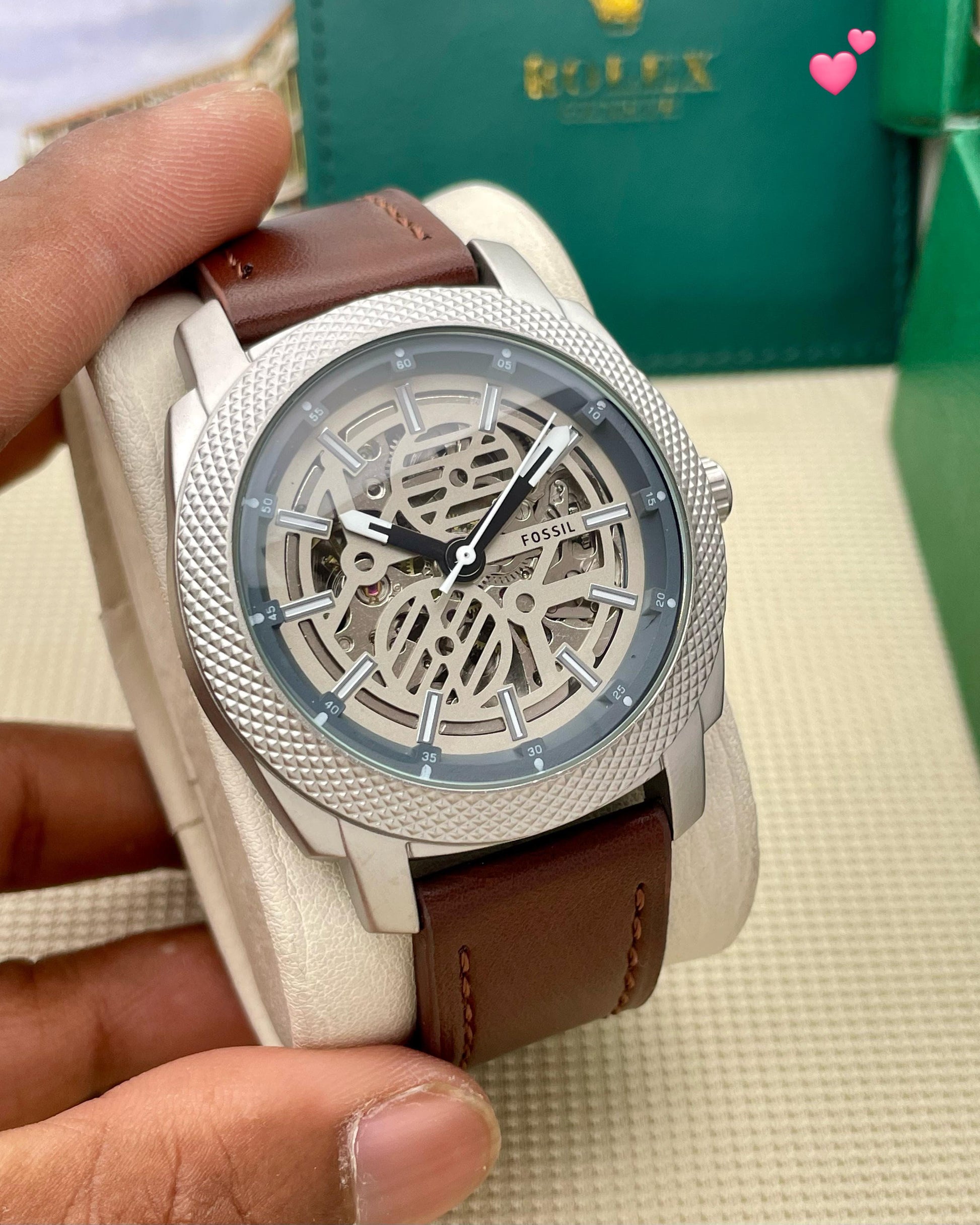 🌟 FOSSIL Roman Figures & Tourbillon Back Open Automatic Movement maurya watch