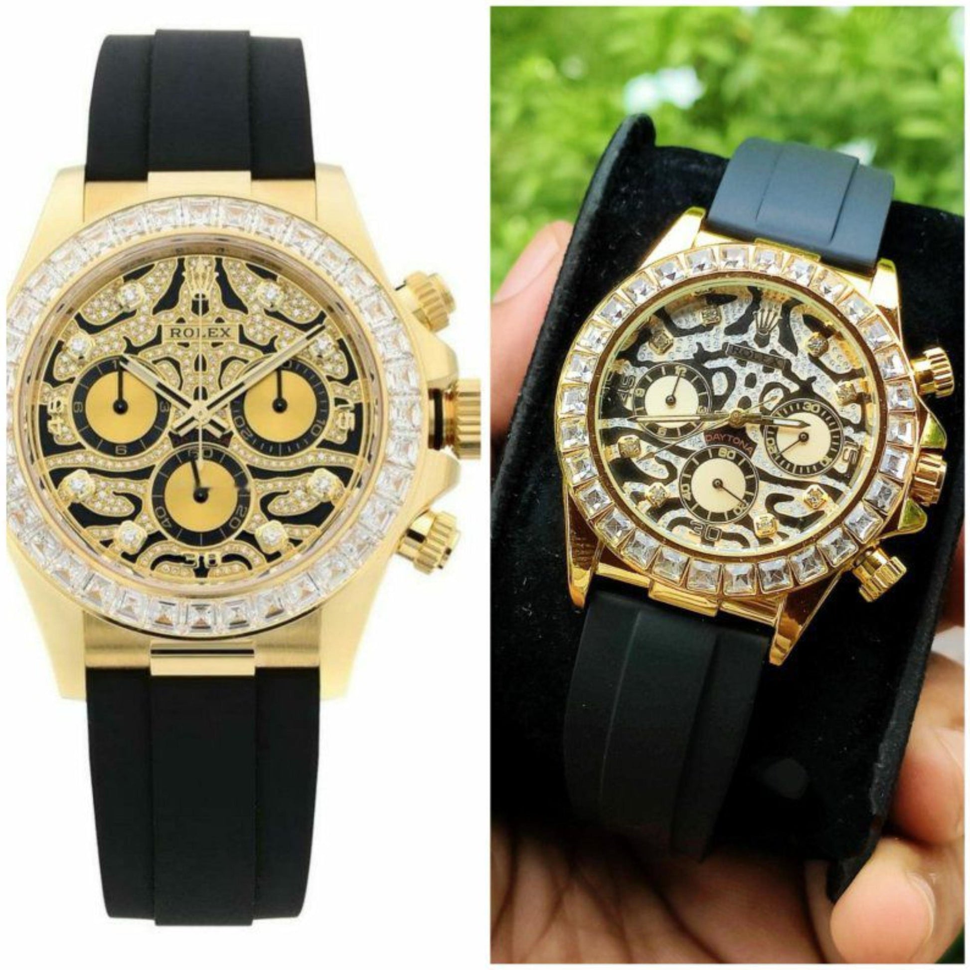 The Rolex Cosmograph Daytona Men's White Gold With Dimond Bazel Dial Original Stainless Steel Watch ✨ maurya watch