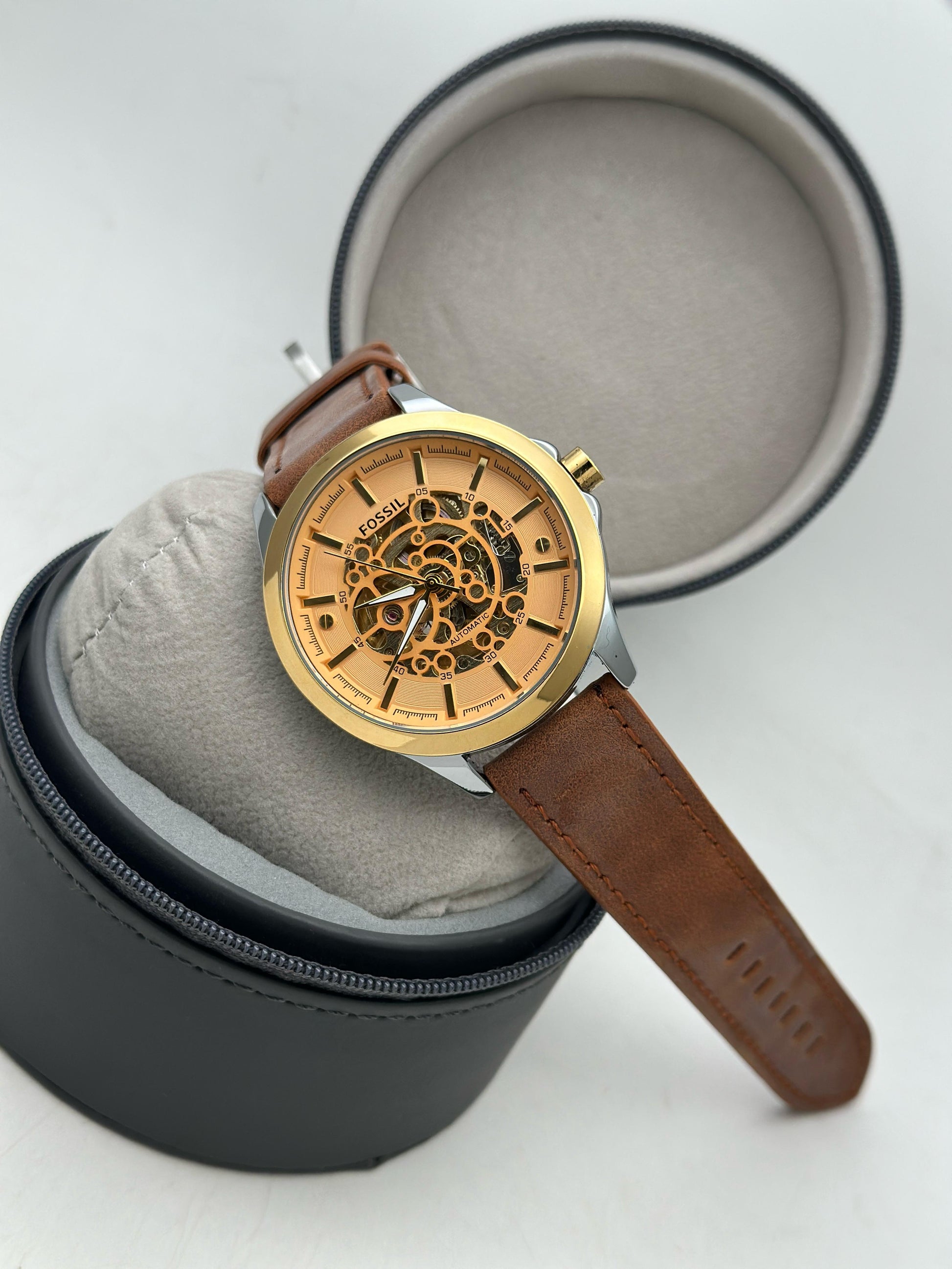 Fossil-Inspired Skeleton Dial Watch maurya watch