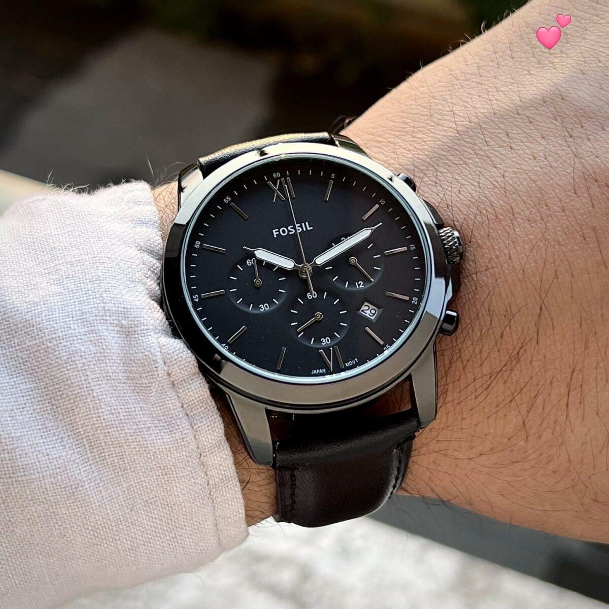 fossil black dial and strap watch for men maurya watch