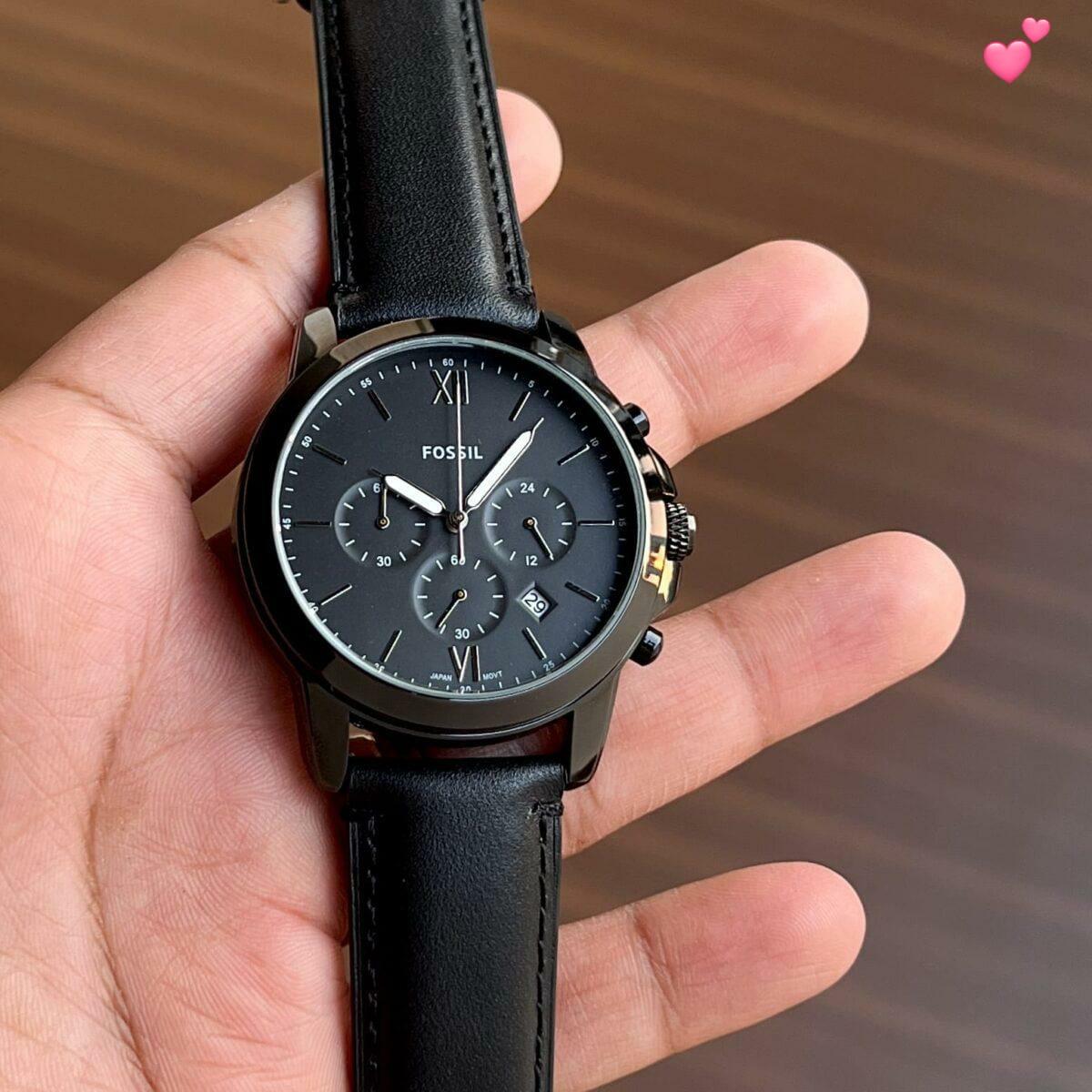 fossil black dial and strap watch for men maurya watch