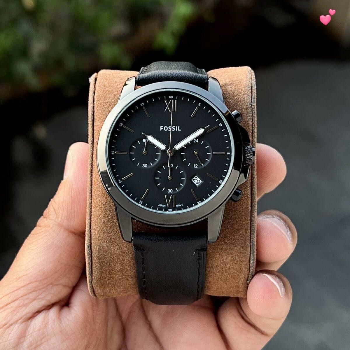 fossil black dial and strap watch for men maurya watch